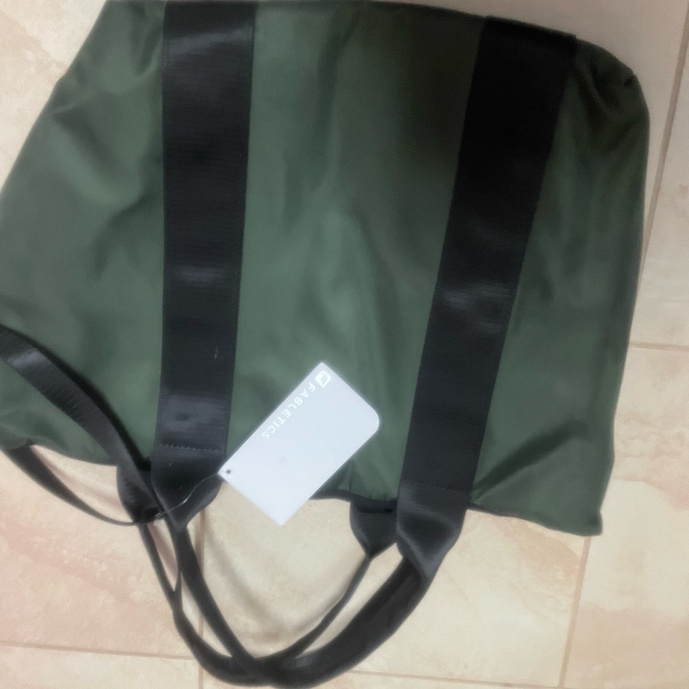 Fabletics Dark Green Tote with Black Straps